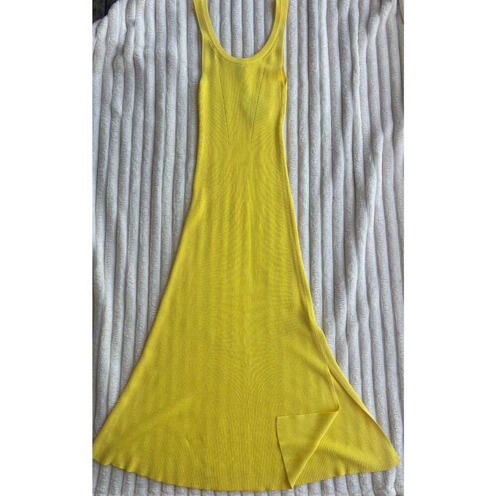 Massimo Dutti Knit Viscose Blend Tank Maxi Dress Size Small Yellow